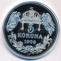 DN "Királyi koronák - I. József 5 korona 1909" Ag emlékérem tanúsítvánnyal (20g/0.999/38,6...