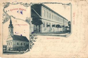 1899 Baja, Plébánia templom, Iskolanénék intézete. Kollár A. kiadása, floral, Art Nouveau (EK)