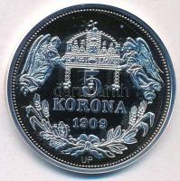 DN "Királyi koronák - V. László 5 korona 1909" Ag emlékérem tanúsítvánnyal (20g/0.999/38,6...