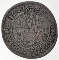 1667K-B 6kr Ag "I. Lipót" Körmöcbánya (2,94g) T:2,2- /  
Hungary 1667K-B 6 Kreuzer Ag &qu...