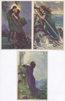 Hit, Remény, Szeretet; 6 darabos Anna & Gasparini olasz művészlap sorozat T. Corbella szignóval ...