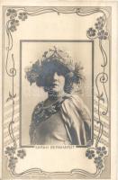 Sarah Bernhardt as Mélissande; Floral Art Nouveau postcard with Muchas tiara. Reutlinger photo, Kunzli Freres Editeurs