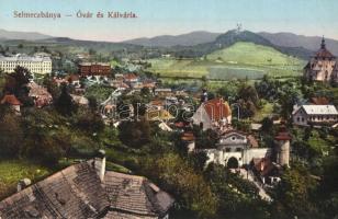 Selmecbánya, Schemnitz, Banska Stiavnica; Óvár és Kálvária. Joerges / castle and calvary