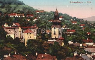 Selmecbánya, Schemnitz, Banska Stiavnica; látkép a Óvárral. Joerges / panorama view with castle