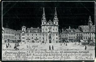 2 db RÉGI külföldi városképes lap, Iglau, Hallstadt / 2 pre-1901 European town-view postcards, Iglau...