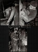 Vámos László (1912-1983) sajtófotói a csepeli Vas- és Fémművekből, hátulján pecséttel jelzettek, összesen 11 db, különböző méretben