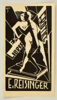 Menyhárt József (1901-1976): Erotikus ex libris E. Reisinger. Fametszet, papír, jelzett a dúcon, 12×7 cm