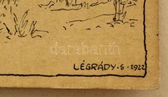 Légrády Sándor (1906-1987): 4 db képeslap terv 1922 (Cserkész). Tus, papír, jelzett, 8,5×13,5 (4×) c...