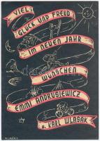 Karl Wlasak (?-?): Ex libris Emmi Andrusiewicz. Linó, papír, két helyen jelzett, 14×7 cm
