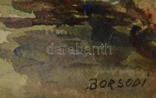 Borsodi jelzéssel: Templom. Akvarell, papír, üvegezett keretben, 32×26 cm