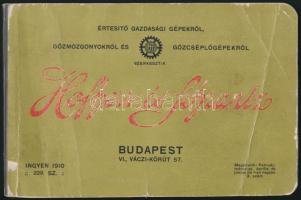 1910 Hoffherr és Schrantz Gazdasági gépek, gőzmozdonyok, gőzcséplőgépek katalógus. Bp., Hornyánszky. Papírkötés, szövegközti és egészoldalas illusztrációkkal, a hátsó borító hiányzik.