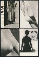 1969 Naptár, művészi aktfotókkal, műanyag tokban, cseh nyelven, 12 p