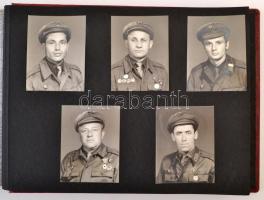 cca 1970-1980 Dobi István munkásőr század emlékalbuma Dobi Istvánnének, 1+50 fotó, műbőr mappában, f...