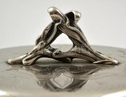 Alpakka cukortartó, jelzett (M.Jarra), jó állapotban, m:12 cm, 12×9 cm