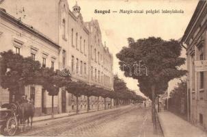 Szeged, Margit utca polgári leányiskola, Dohány és szivar kisáruda. Bartos Lipót kiadása (fa)