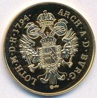 DN "Magyar aranypénzek utánveretben - II. Ferenc dukát, 1794" aranyozott Ag emlékérem tanú...