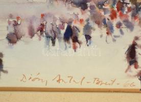 Diósy Antal (1895-1977): Városliget, Műjégpálya 1966. Akvarell, papír, jelzett, üvegezett keretben, ...