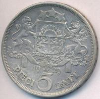 Lettország 1929. 5L Ag T:2
Latvia 1929. 5 Lati Ag C:XF 
Krause KM# 9