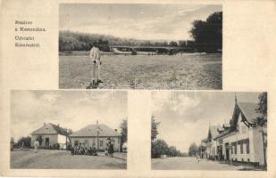 Kéménd, Kamendin, Kamenin; látkép a híddal, gyógyszertár. Kiadja a Fogyasztási Szövetkezet / panorama view with bridge, pharmacy (apró szakadás / tiny tear)