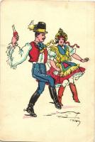 7 db RÉGI megíratlan magyar folklór motívumlap, népviselet / 7 pre-1945 unused Hungarian folklore mo...