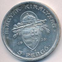 1938. 5P Ag "Szent István" T:1-,2 
Adamo P8.1