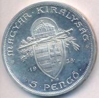1938. 5P Ag "Szent István" T:1-,2 
Adamo P8.1
