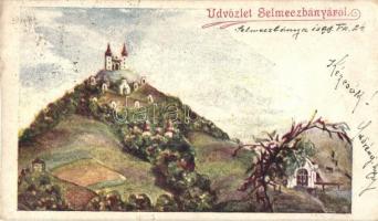 1899 Selmecbánya, Schemnitz, Banska Stiavnica; Kálvária. Kis alakú képeslap / Calvary. small sized postcard (14,1 cm x 8,1 cm) (EK)