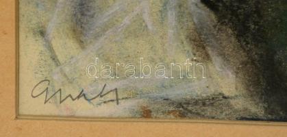 Olvashatatlan jelzéssel: Virágcsendélet. Akvarell, papír, üvegezett keretben, 30×21 cm