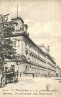Lviv, Lwów, Lemberg; Ul. Slowackiego i. c. k. gmach pocztowy / Slowackistrasse und Postgebäude / street view with post office (EK)