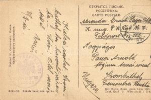 Kielce, Szkola handlowa mezka. Naklad W. Kalinowski / boy school (worn corners)