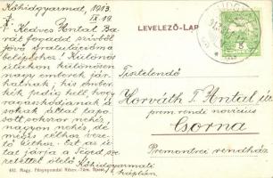 Kőhídgyarmat, Kamenné Darmoty; Fő út templommal / main street with church