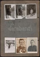 cca 1940 Katonai portréfotók és csoportképek kartonlapra ragasztva, 11 db, némelyik sérüléssel, 8x6 ...