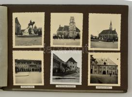 cca 1935-1943 Régi fotóalbum, sok városképpel (nagvárad, Marosvásárhely, Sepsiszentgyörgy, Szeged, B...