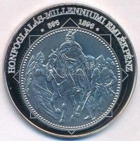 DN A magyar nemzet pénzérméi - Honfoglalás Milleniumi emlékpénz 896-1896 Ag emlékérem tanúsítvánnyal (10,48g/0.999/35mm) T:PP