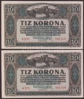 1920. 10K (2x) egymásutáni sorszámokkal T:I
