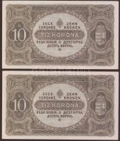 1920. 10K (2x) egymásutáni sorszámokkal T:I