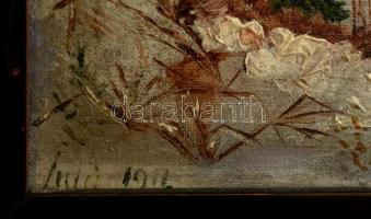 Olvashatatlan jelzéssel: Őzike az erdőszélen. Olaj, vászon, keretben, 21×33 cm