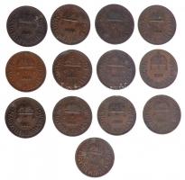 1926-1939. 1f Br (13xklf) teljes sor! T:2,2- / 
Hungary 1926-1939. 1 Fillér Br (13xdiff) full serie...