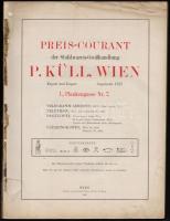 1911 Wien (Bécs), Preis-Courant der Stahlwaren-Großhandlung P. Küll (ábrákkal illusztrált katalógus - acél eszközök, szerszámok, kések, stb.)