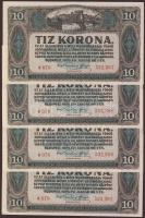1920. 10K (4x) egymásutáni, ill. kevés ugrású sorszámokkal T:I,I-