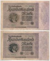 Németország / Weimari Köztársaság 1923. 100.000M (5x) T:III,III- Germany / Weimar Republic 1923. 100.000 Mark (5x) C:F,VG