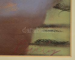 Berény jelzéssel: Nyári esti hangulat. Pasztell, papír, üvegezett keretben, 28×44 cm