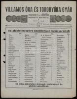 Rozgonyi és Révai villamos óra és toronyóra-gyár képes ismertető és kapcsolódó iratok