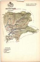 Beszterce-Naszód vármegye térképe; kiadja Károlyi Gy. / Map of Beszterce-Naszód county (kis szakadás / small tear)
