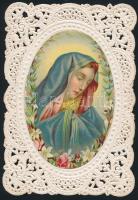 Fájdalmas Mária, régi csipkés szentkép, 10x7 cm.