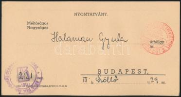 1941 Meghívó vöröskeresztes teadélutánra, bélyegzőkkel