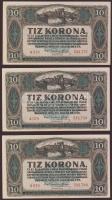 1920. 10K (3x) egymásutáni, ill. kevés ugrású sorszámokkal T:I,I-