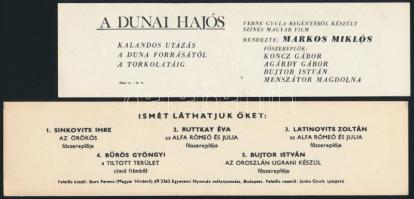 2 db könyvjelző (A dunai hajós, Alfa Rómeó és Júlia)