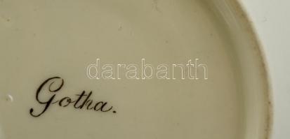 cca 1820  Gotha dísz tálka, kézzel festett "Ansicht der Saalbrücke des Geleithauses und Gamsdor...