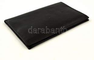 Fekete bőr pénztárca, jó állapotban, 16x13 cm
